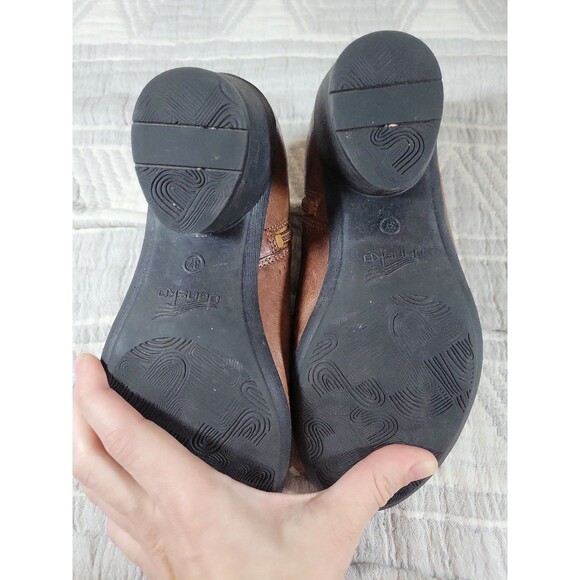 Dansko Brown Leather Ankle Booties Size 37 | Side Zip Comfort Heel Work Shoes - Picture 6 of 6